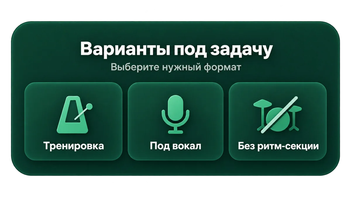Варианты под задачу: тренировка, под вокал, без ритм-секции