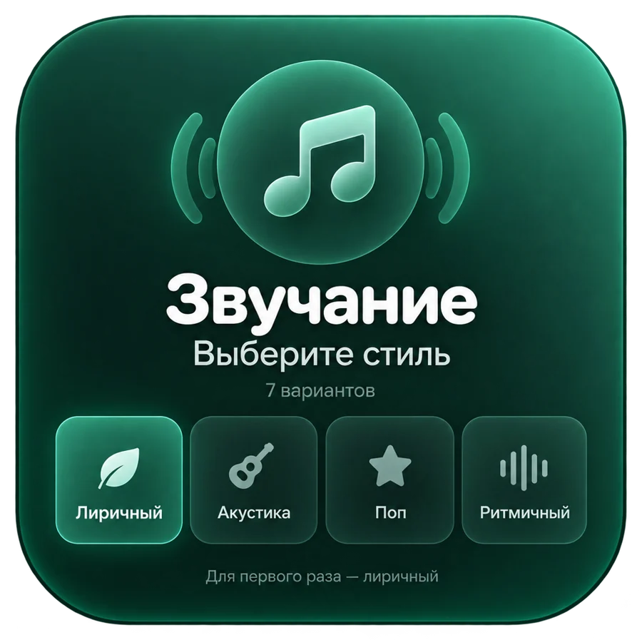 Выбор звучания: лиричный, акустика, поп, ритмичный